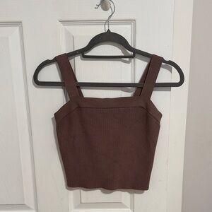 Abercrombie & Fitch Chocolate Brown Ribbed Crop Top